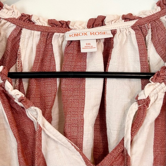 Knox Rose Red and Beige Striped Short Sleeve Women's Top - Size: XXL - Picture 3 of 9